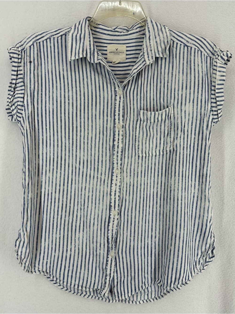 American Eagle Outfitters Striped Button Front Blouse Women’s Small Blue White